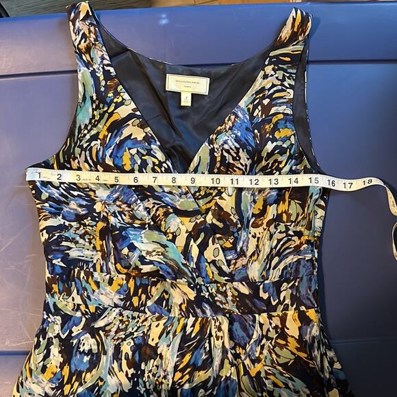 Anthropologie Moulinette Soeurs Silk Abstract Sleeveless V-Neck Dress - Picture 9 of 16